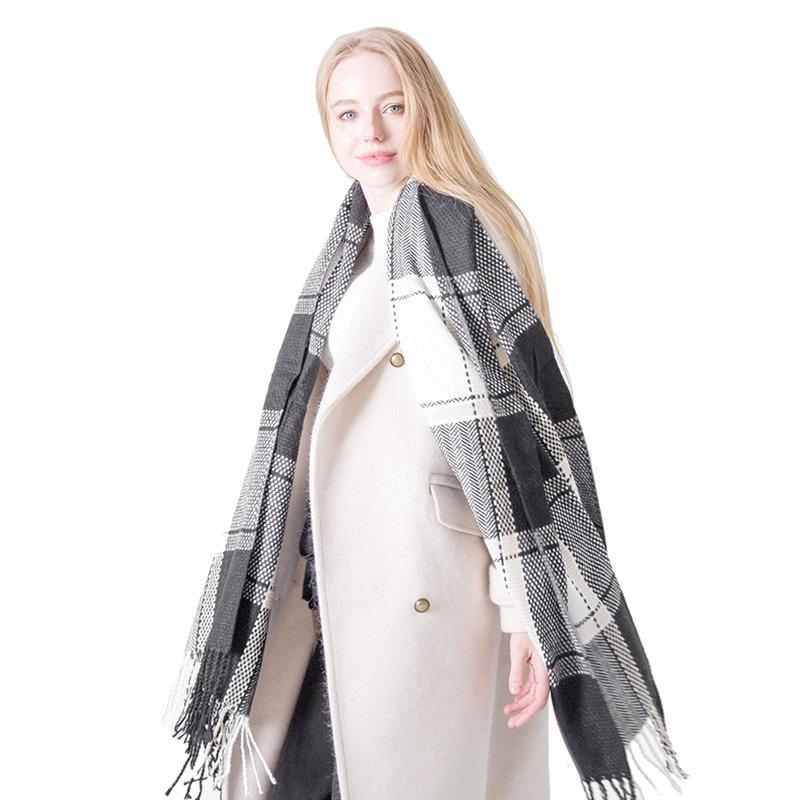 Autumn and winter new college style boys and girls couple plaid scarf air conditioner shawl Tonglu