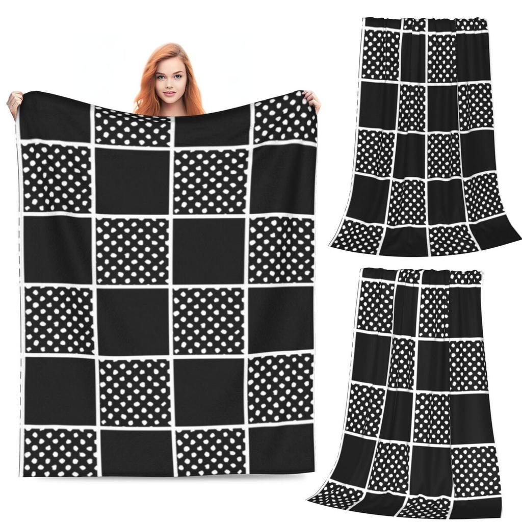 Chess Board Black And White Grid Checkered Blanket Soft Warm Flannel Throw Blanket Bedding for Bed Living room Picnic Home Sofa