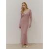 Women's New Solid Color Long Sleeve V-neck Slim Bodycon Knitted Maxi Dress Trendy Elegant Fashion Dresses