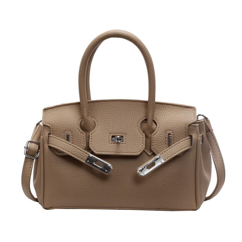 New fashionable lychee pattern lock platinum bag classic portable shoulder women's bag