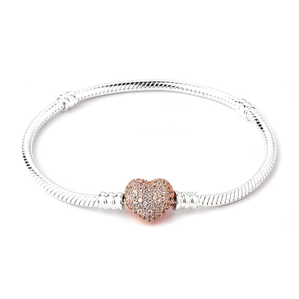 

Pandora 586292Cz Moments Pave Heart Clasp Snake Chain Bracelet 17