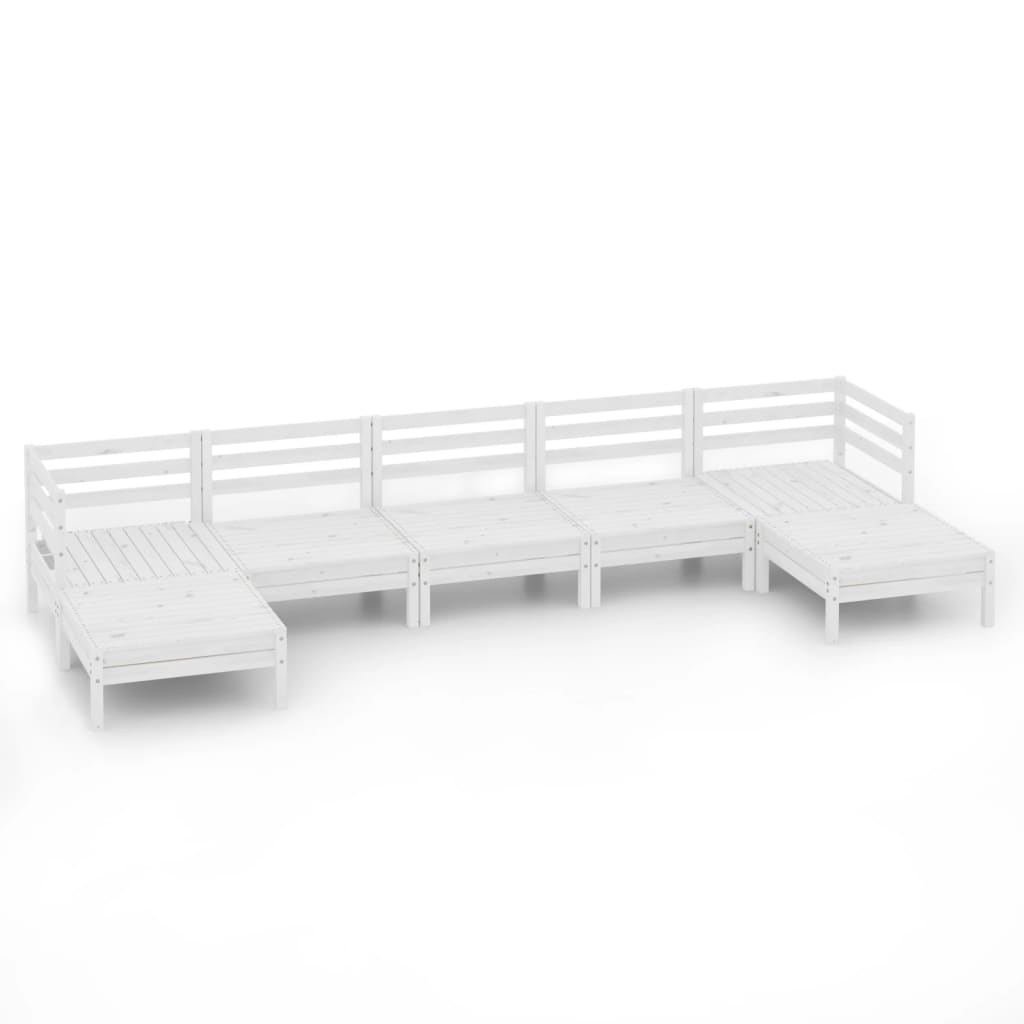 Vidaxl 7-Cz. White Pine Garden Lounge Furniture Set