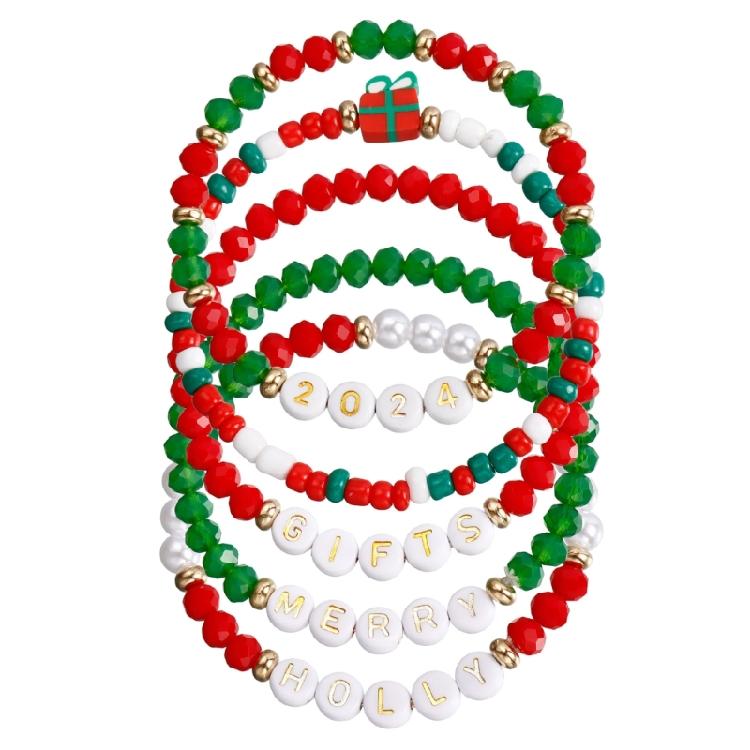 Yuletide Stackable Bangle Set Women's Trendy Christmas Woven Soft Ceramic Chain
