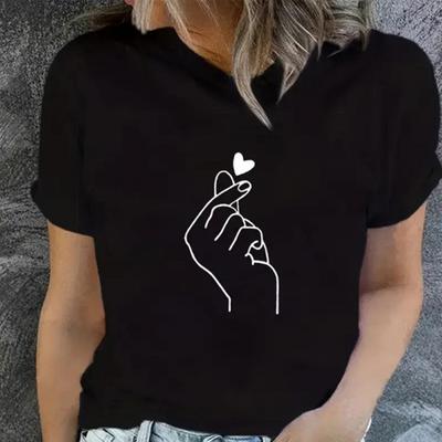 Women Summer Round Collar Cotton Oversize Printed T Shirt - Fashion Short Sleeve Top