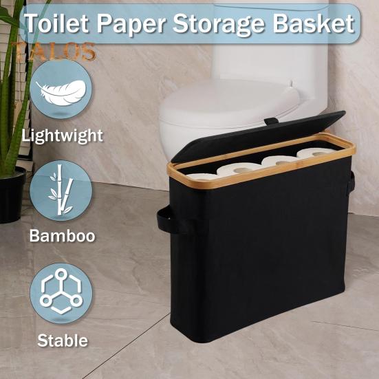 Cestino portaoggetti per carta igienica, grande capacità, impermeabile, multiuso, facile da installare, organizer per carta igienica con coperchio