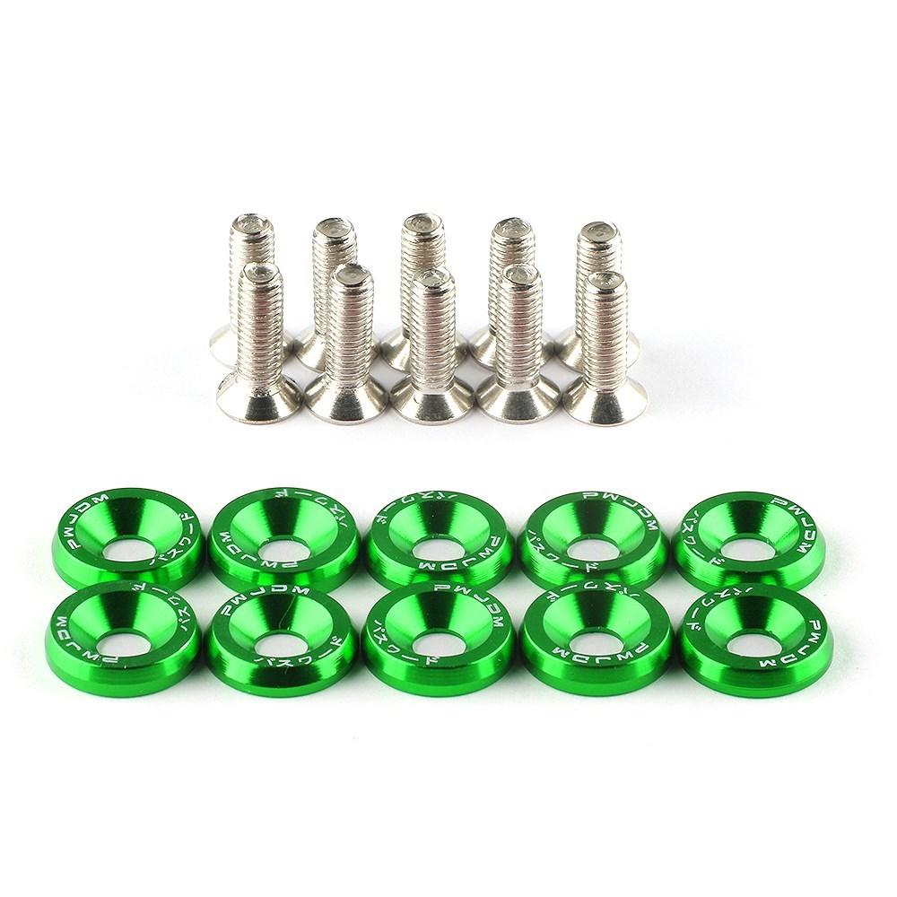 10Pcs/Set M6 * 20mm JDM Bumper Fender Washer Kit Engine Bay Dress Up Bolts Fasteners Aluminum Concave Hex Screws