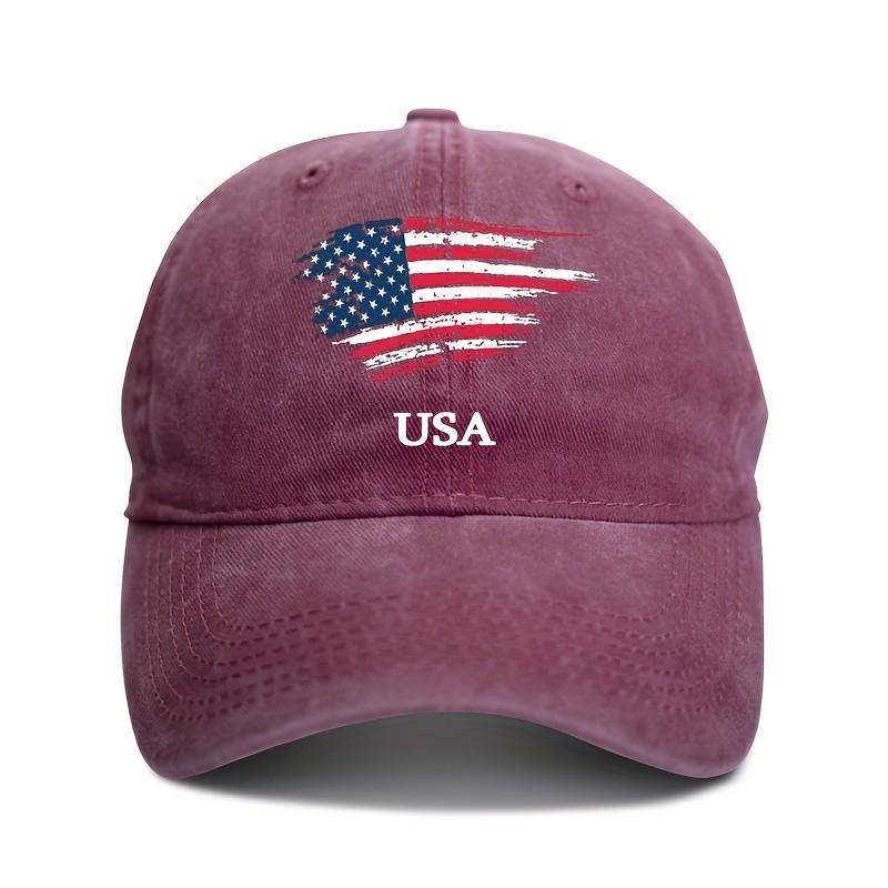Distressed USA Flag Baseball Cap Polyester Adjustable Outdoor Summer Travel Hat