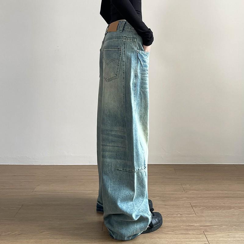 Unisexové americké retro šavlové volné široké džíny