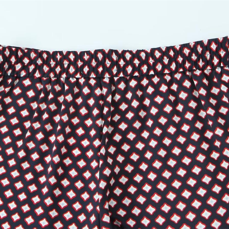 TAOP&ZA Women's Summer Silk Satin Printed Shirt & Casual Pants Set