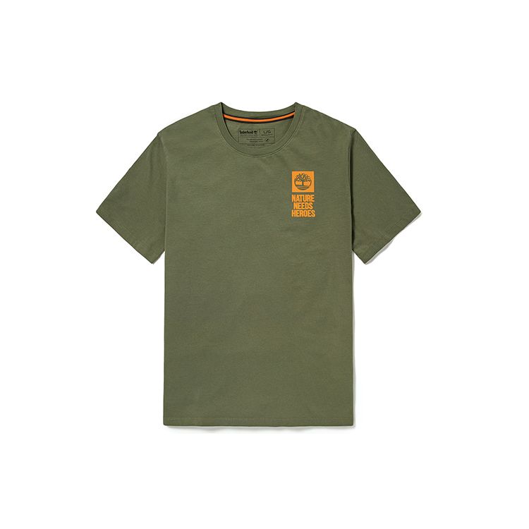 Timberland Outdoor Casual Printed Crew Neck Short Sleeve T-Shirt Men Tops Cassel-Green A2FFD-590