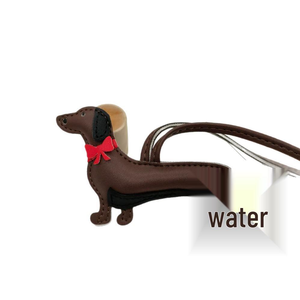 Eco-Friendly Leather Sausage Dog Keychain Ornament