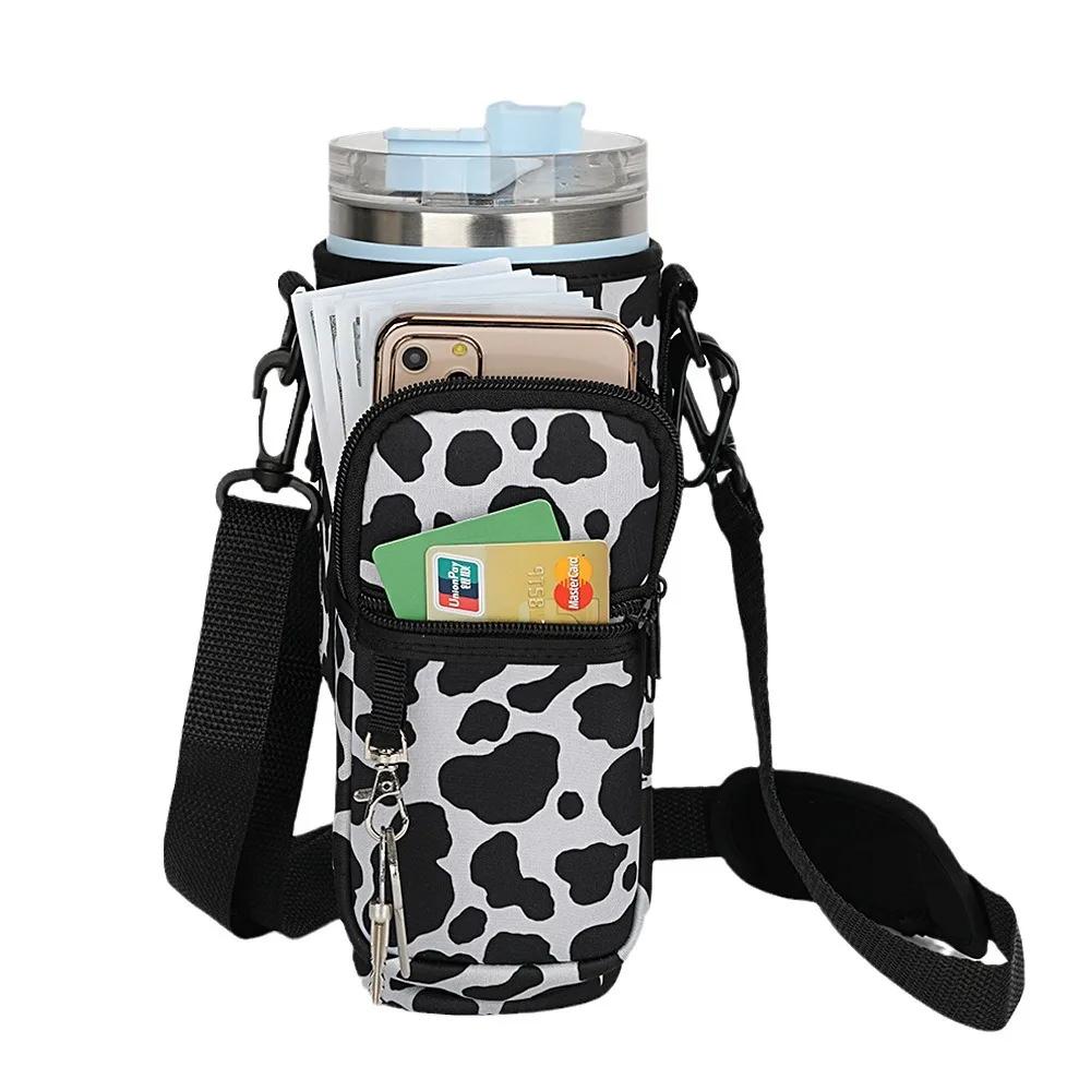 Water Bottle Carrier Bag for Stanley 40/30 oz Tumbler with Phone Pocket Strap Water Bottle Pouch for Stanley Cup Accessories
