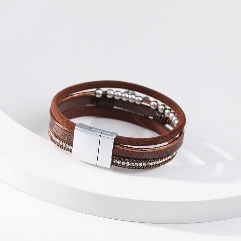Multi Layer Leather Bracelet for Women Heart Accessories  Stylish Ladies Hand Jewelry Gift