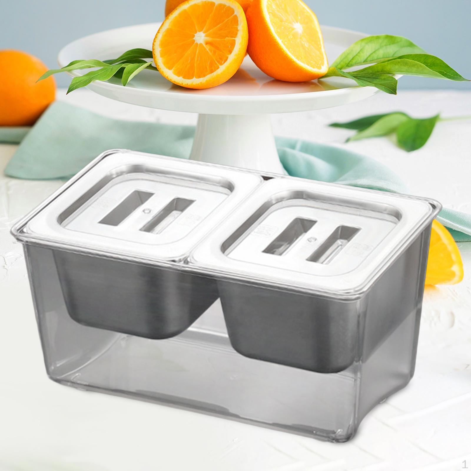 

Охлаждаемая подставка для приправ Коммерческая коробка для джемов с контейнерами Банка Поднос для фруктов Приправа 2 compartments