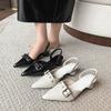 Mid Heels Pointed Toe Sandals Women Shoes Designer 2025 New Walking Slippers Summer Casual Party Pumps Mujer Zapatillas Slides