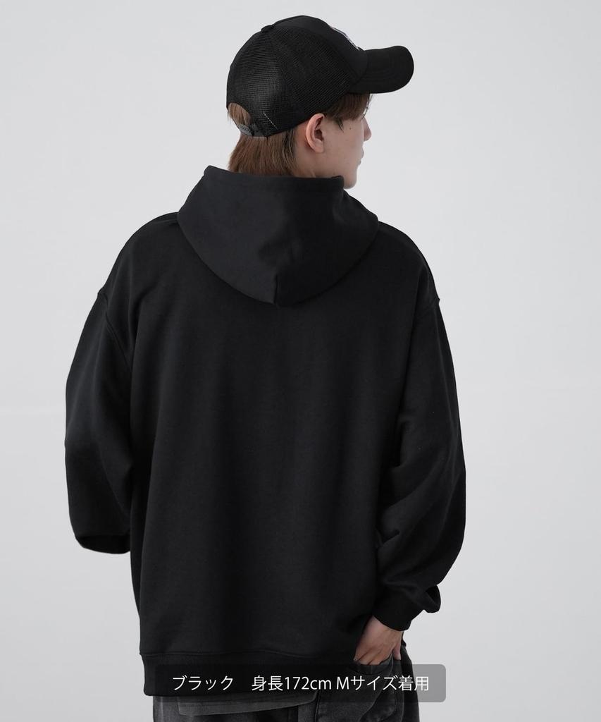 IMPROMES Hooded Sweatshirt [SIDEWAYSTANCE] Embroidered Flower Fleece Pullover Hoodie, Men's, Black