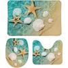 3 Piece Bathroom Rug Set Starfish Seashell Beach Contour Mat Toilet Lid Cover Non-Slip Bath Mat