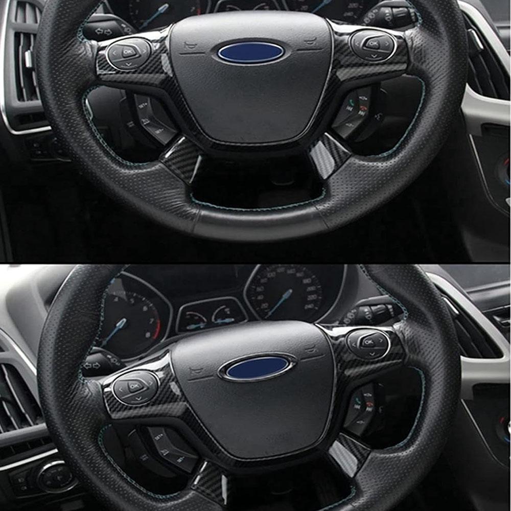 3PCS Carbon Fiber Steering Wheel Cover Fit For Ford Focus Escape Kuga C-Max