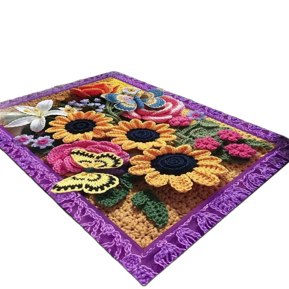 TEMU 3D Floral Diatom Mud Entrance Mat – Wear-Resistant, Cuttable Dust Removal Floor Mat for Hallways