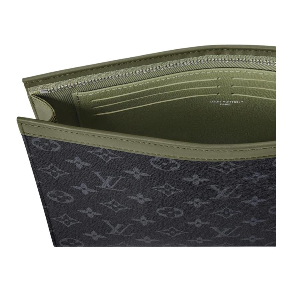 Louis Vuitton Pochette Voyage Multi Card Slot Washable Fabric Lining 2000s Japanese Street Style Monogram Eclipse Coated Canvas Clutch M28841