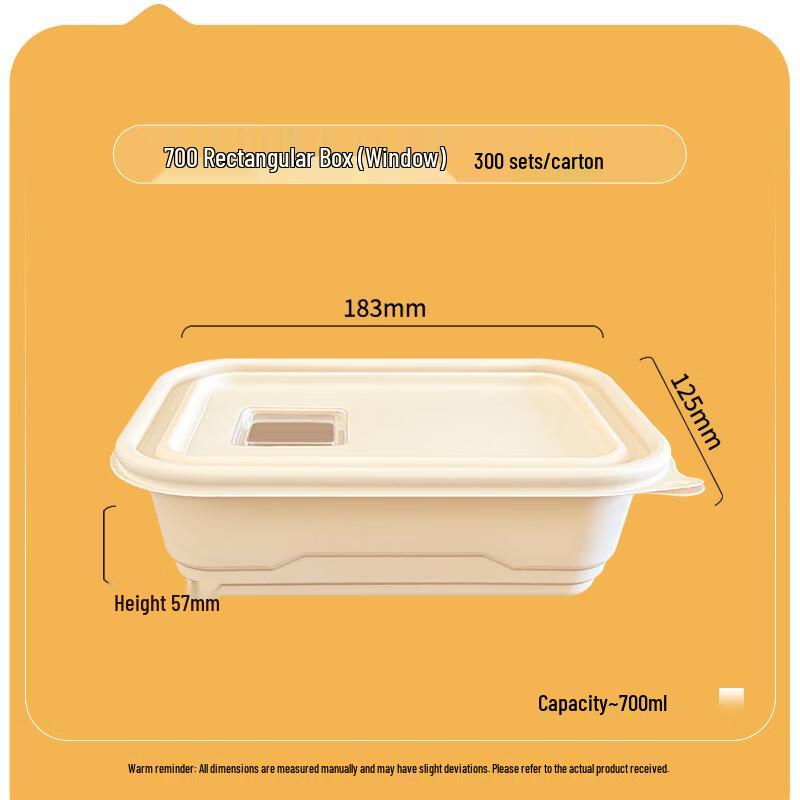 Eco-Friendly Rectangular Disposable Food Containers with Lid
