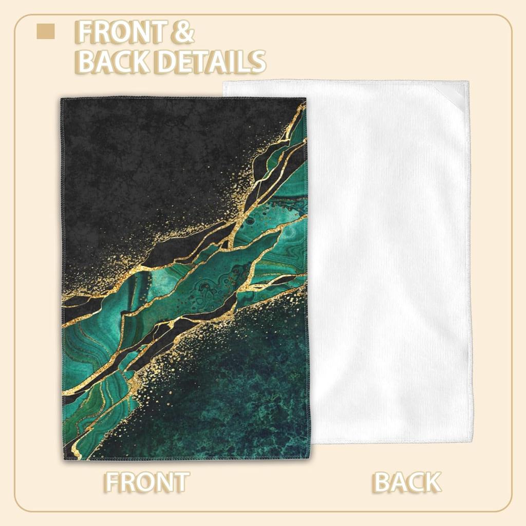 Green Black Marble Hand Towels Set of 2 Decorative Hand Bath Towel for Bathroom Kitchen Accessories Hotel Spa Valentines Mothers Day Wedding Gifts 18