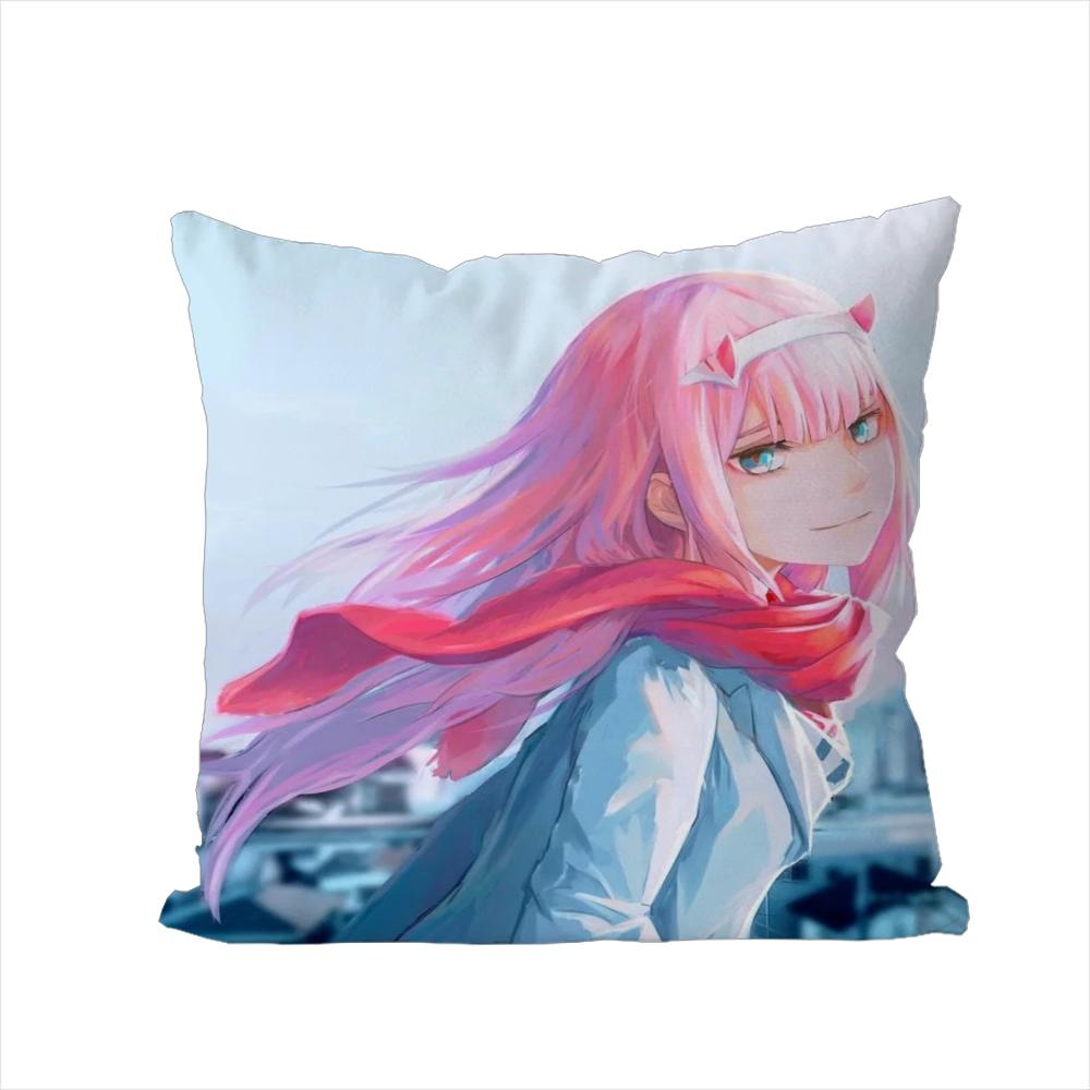 Darling In The FranXX Pillow Case For Car Sofa Decorative Home Doublesided Print Plush Square Throw Pillow Cushion Cover