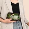 Elegant Embossed Floral Zipper Wallet for Women – Vintage Clutch with Gold Accent