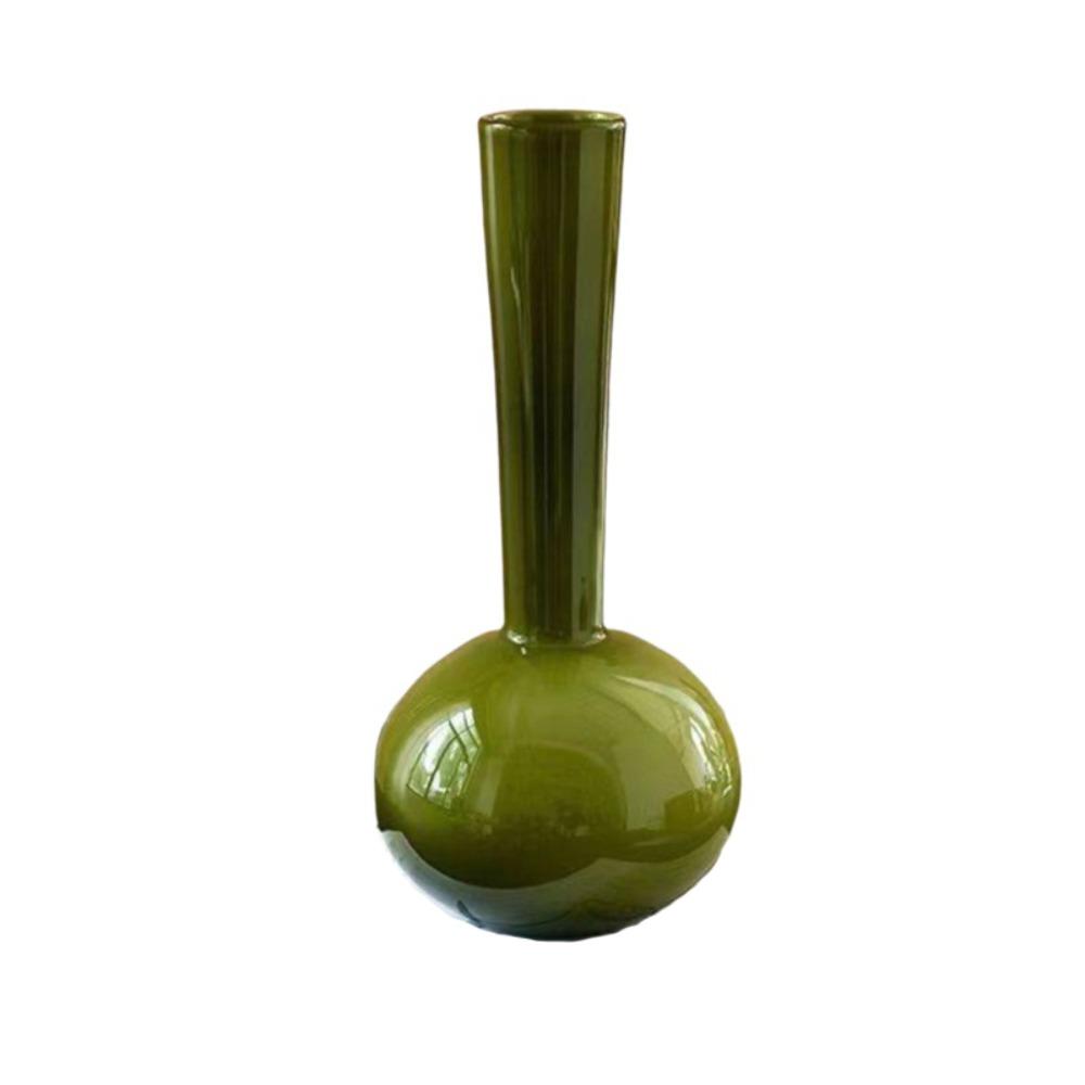 Olive Green French Vintage Vase Glass Dried Flower Vase Hydroponic Vase  Living Room M зелёный