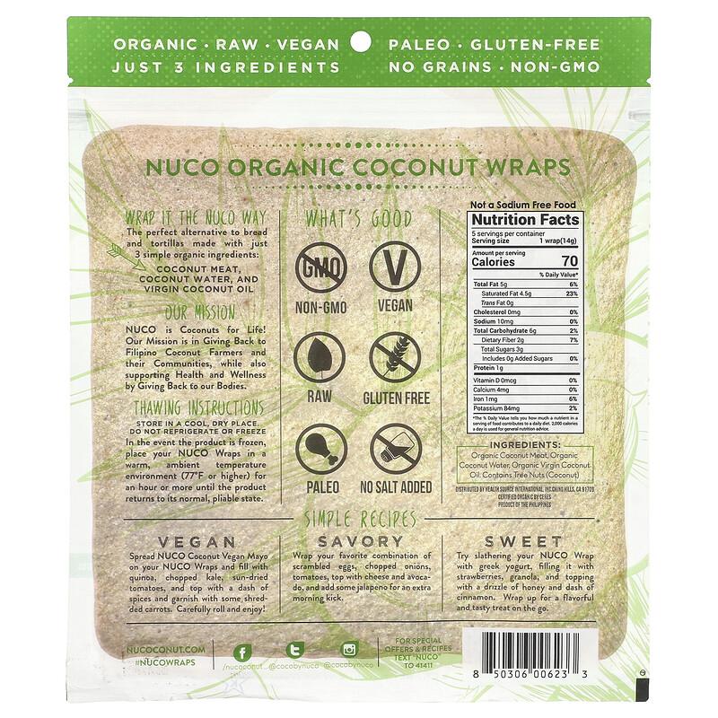 Organic Coconut Wraps, Original, 5 Wraps, (14 g) Each