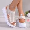Casual Large Size Thick-Soled Beach Sandals Women'S Summer Fly-Woven Soft-Soled Breathable Sports Sandals