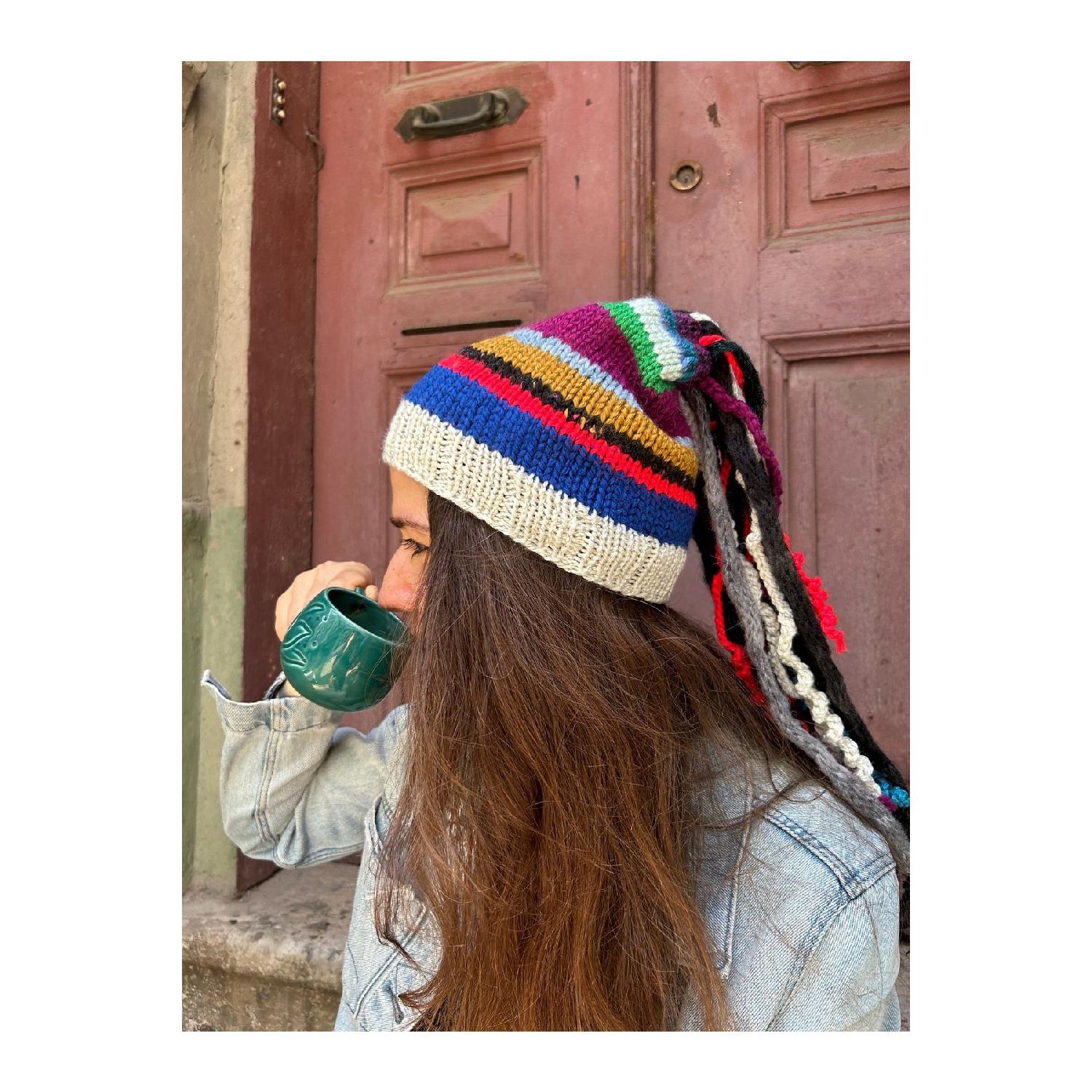 

Bohemian Hand Knitted Wool Bob Marley Beret, Ethnic Beret, Authentic Beret, Christmas Gift Beret Standart