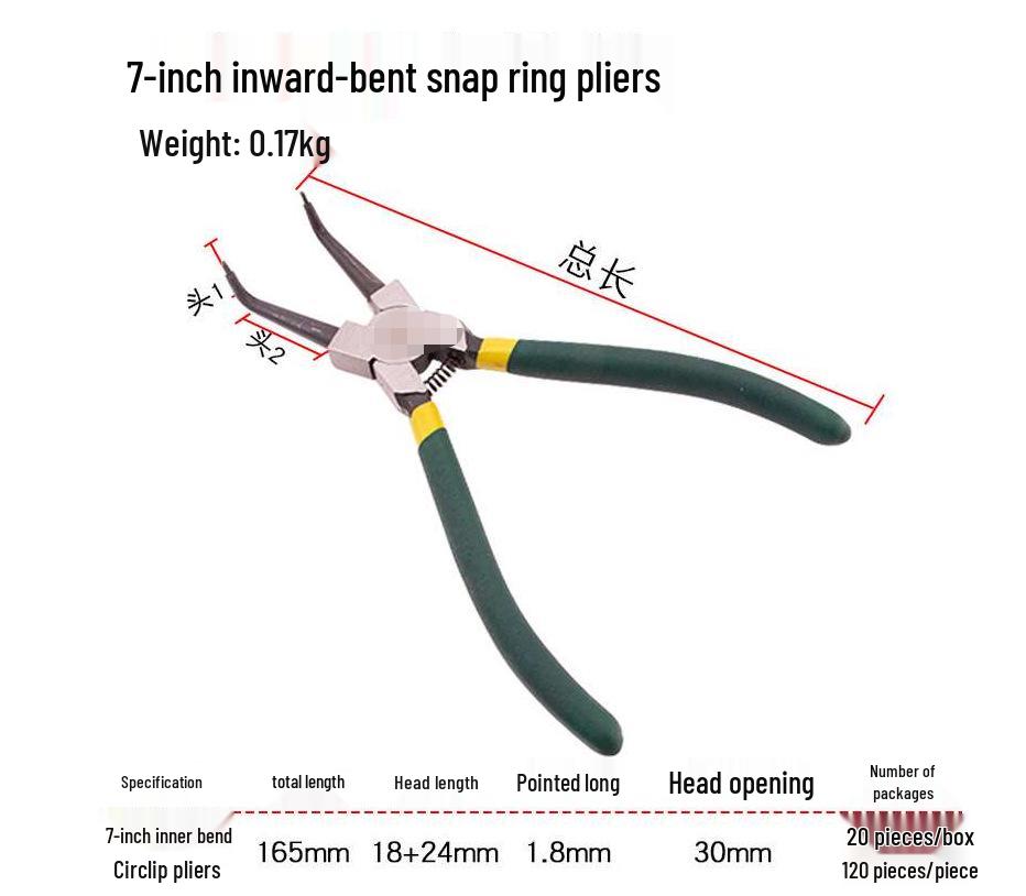 7" & 9" Bent Head Snap Ring Circlip Pliers - Internal/External Spring Pliers Set