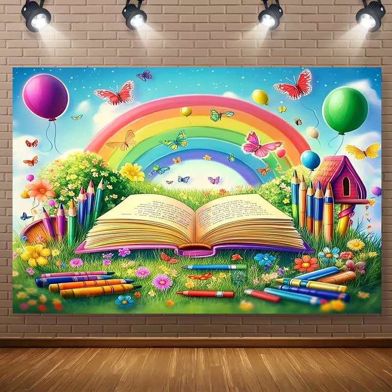 

Радужная книга и карандаши Детский гобелен, Цветная бабочка Цветочная настенная подвеска 47.2x31.5inch/120*80cm