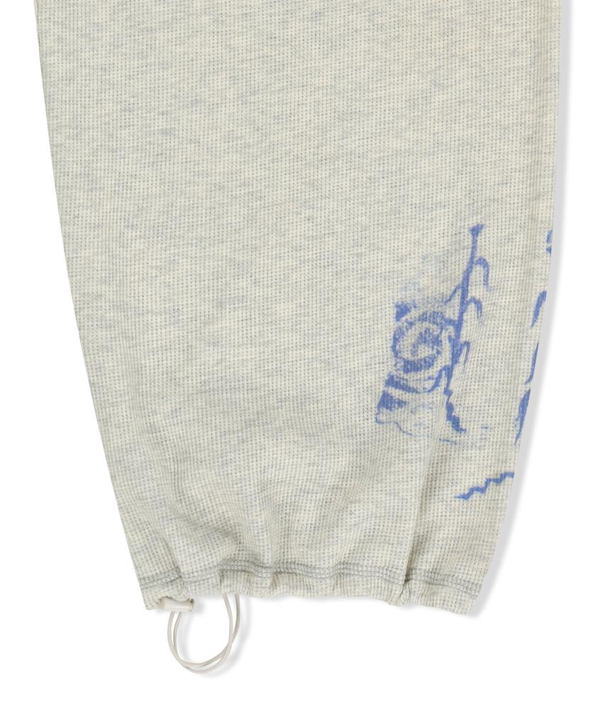 Mattengkim Sketch Graffiti Waffle Pants In Light Beige