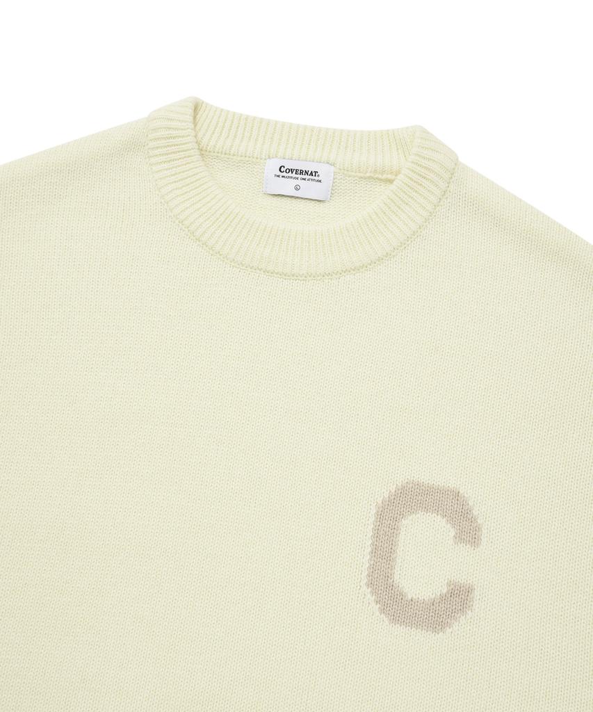 COVERNAT Middle C Logo Crewneck Knit Ivory