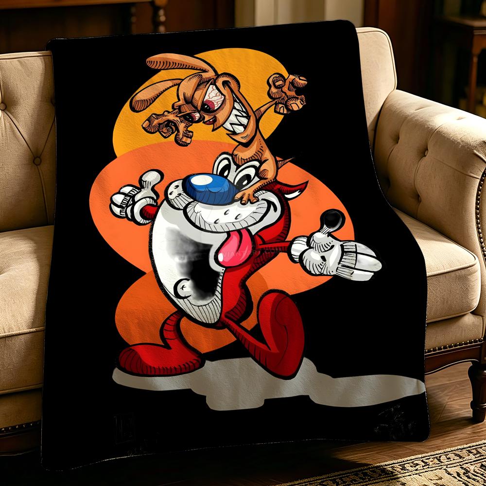 Cartoon T-The Ren and Stimpy Show-w Gooi Dik Comfort Flanellen Dekbed, Multi-scène Gebruik Binnen Buiten Dagelijkse Dut