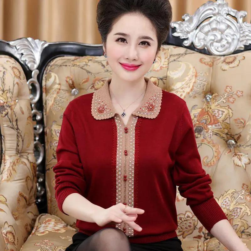 Autumn Winter Women's Middle-aged Bottom Sweater Loose Pullover Large Size Clothing Winter Sweater