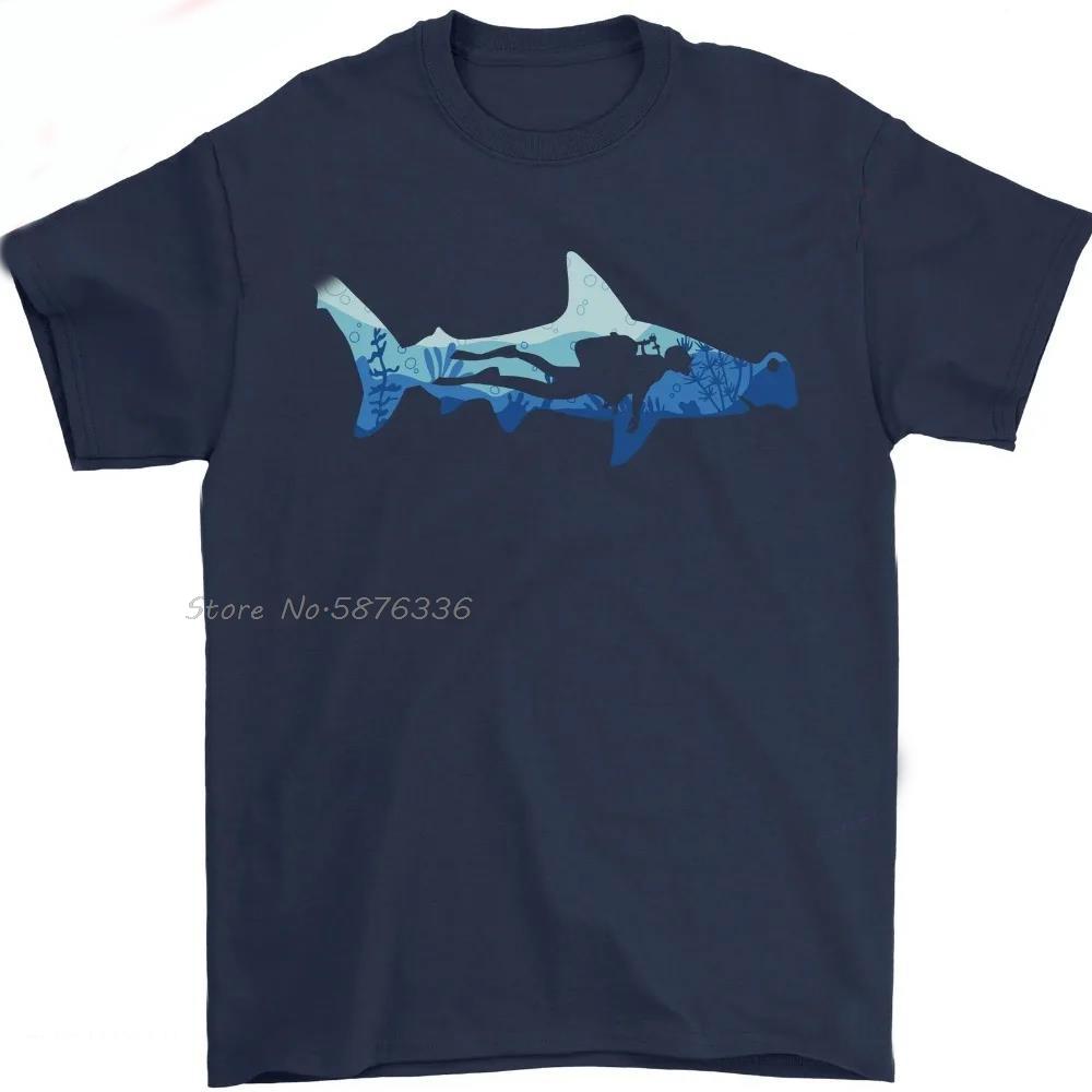 Hammerhead Shark Scuba Diver Diving Mens Tshirt Cotton Fashion Casual Tops Tees Summer Oneck T Shirt New Fitness Tshirt