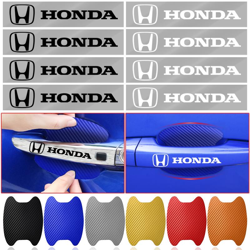 8 peças Adesivo de Porta de Carro Fibra de Carbono Arranhões Filme de Proteção de Maçaneta Automotiva para Honda Civic Xrv Hrv Crv Brv City Accord Fit Jazz Insight Passport Stepwgn