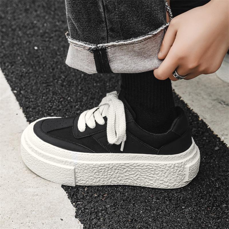 Sports and leisure little white shoes, high-end sense of design, men's niche thick-soled heightening single shoes, spring and autumn 50557-J