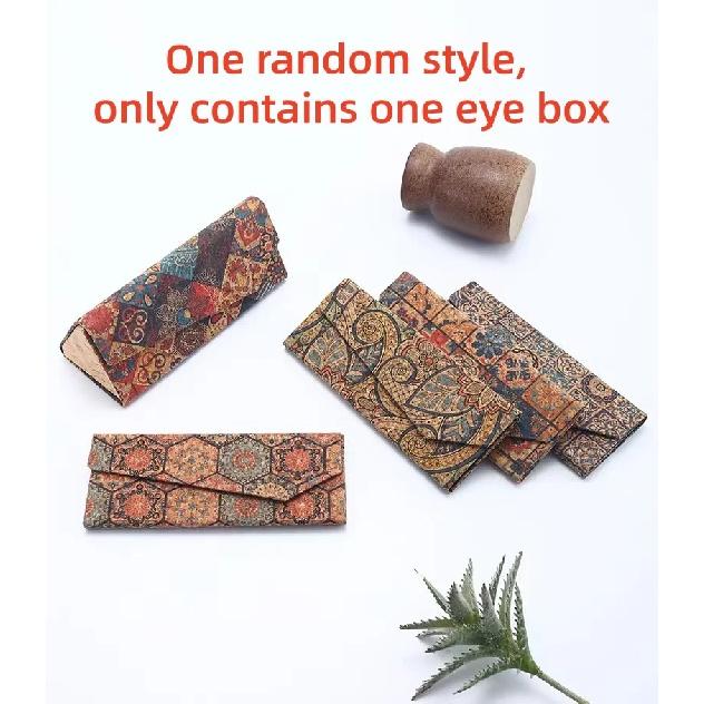Retro Cork Folding Triangle Glasses Case for Men Women Sunglasses Box Portable Travel Glasses Storage Box Eyewear Accessories