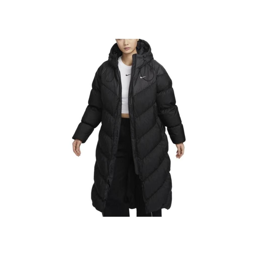 Nike Comfortable Long Versatile Down Jacket Women Outerwear Black HF7894-010