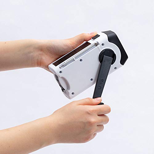 Iris Ohyama Radio, Emergency Preparedness Goods, Small, Rechargeable, Hand-Crank, LED Light, Battery Operated, Portable, Hand-Crank Charging Radio Lig