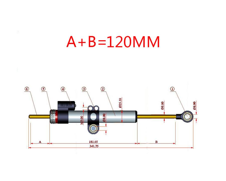Black+Silver Lengthened Motorbike Steering Damper Stabilizer CNC Aluminum 34.2cm