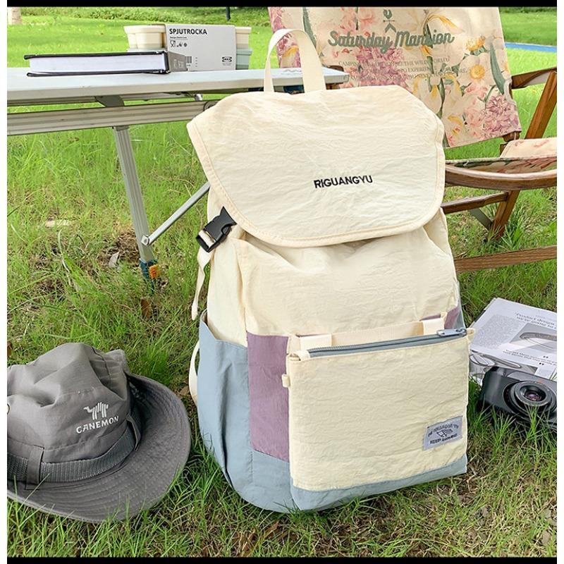 School bag new high-value fresh and sweet contrasting color splicing backpack couple light travel mountaineering backpack