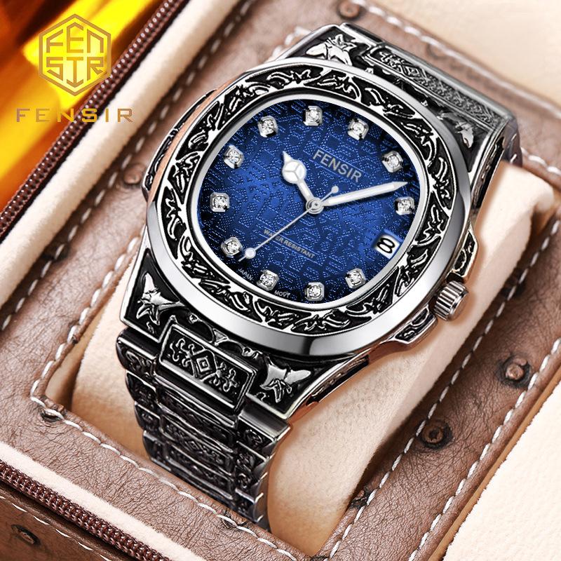Men's Unique Luxury Retro Steel Strap Design Watches 2025 Unusual Sport Waterproof Watch For Man WristWatch Clock Reloj Hombre