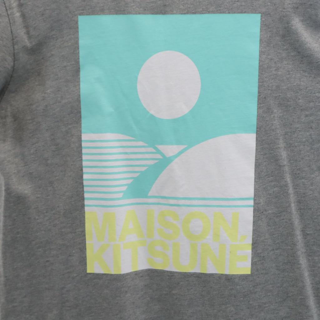 Maison Kitsune Druck Kurzarm T-Shirt XS grau Herren Gebraucht