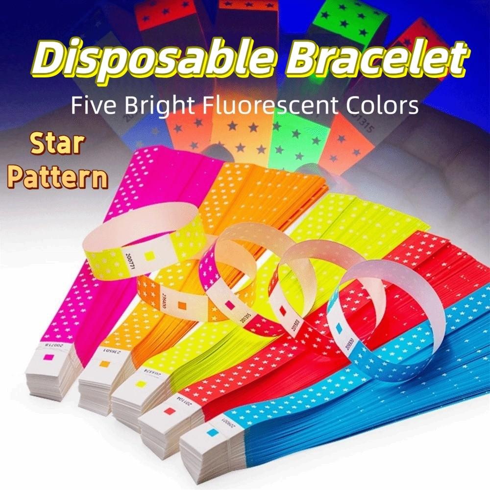 100Pcs Fluorescent Color Paper Fluorescence Wristbands Event Ticket Wristbands  for Concerts
