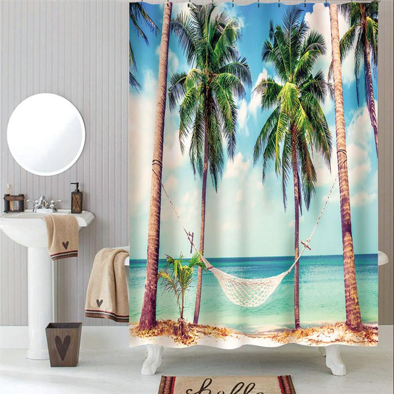 Waterproof Bath Curtains 100% Polyester Fabric Shower Curtain Thinking Elephant Printed Home Decoration Background Screen Decor